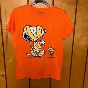 Peanuts Snoopy  T-Shirt Short Sleeve Orange Halloween XL